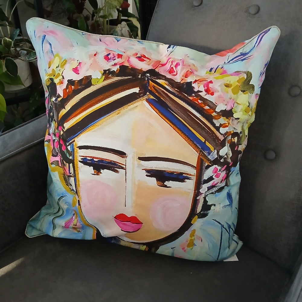 Maren Devine Warrior Girl Throw Pillow, "Hattie”Throw Pillow﻿